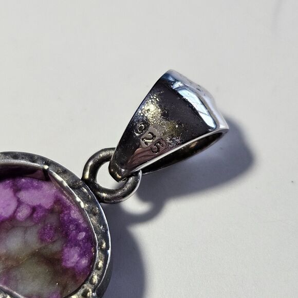**Sale** Sterling Silver Mother Of Pearl And Purple Semiprecious Gemstone - Picture 5 of 10